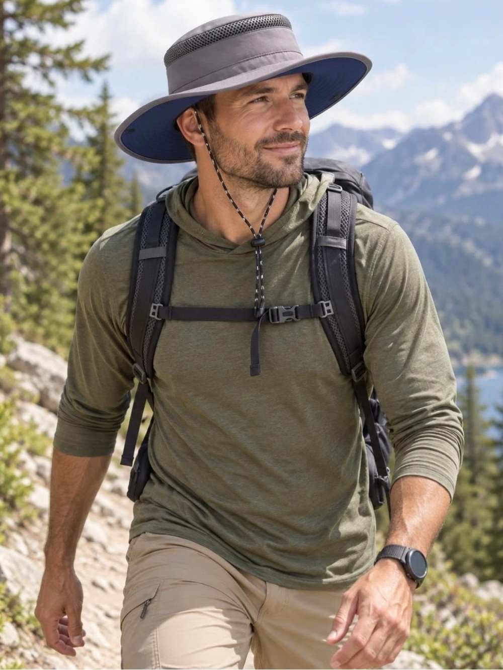 New Orvis Outdoor Tech Hat in Gray with Snap Up Sides & UPF50+